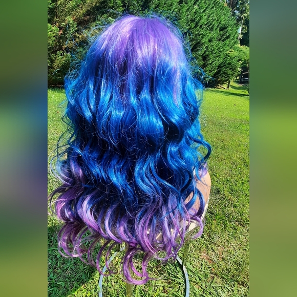 Purple blue ombre Synthetic lace Wig - Picture 7 of 7